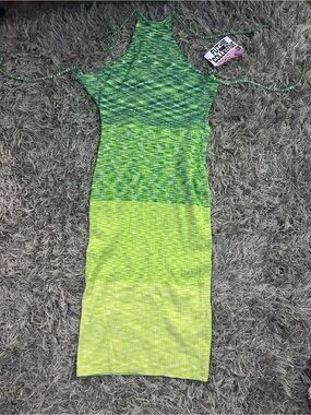 Future Collective Green Gradient Backless Midi Dress